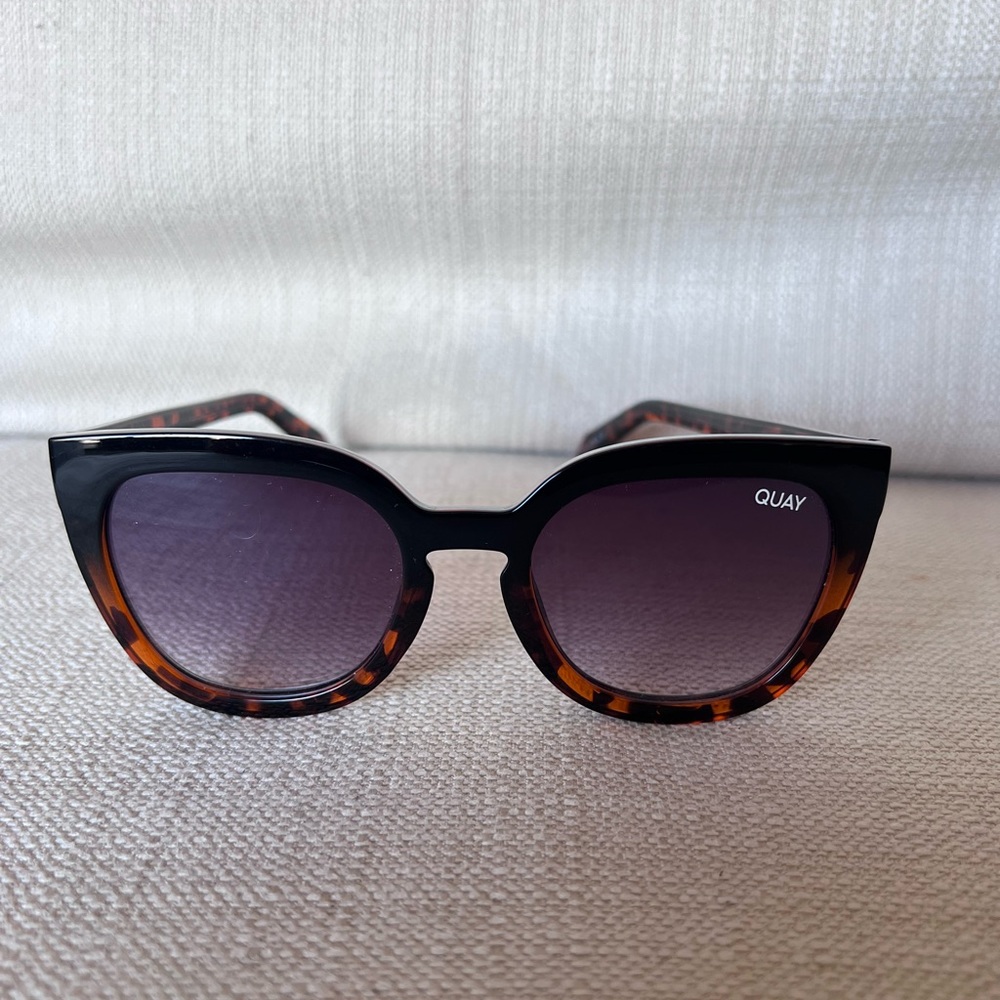 Quay Australia Oversized Cat-Eye Sunglasses Black and Brown